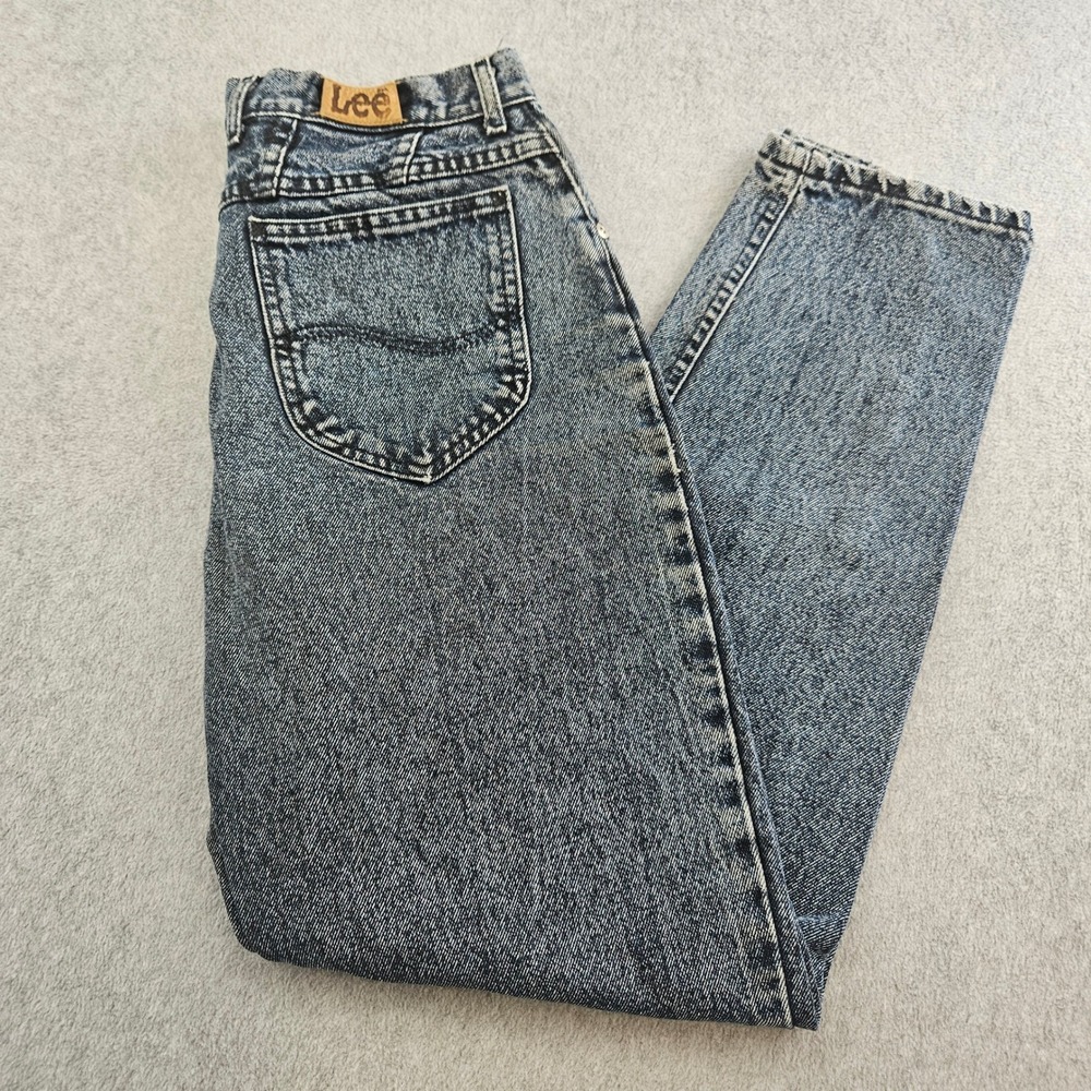 LEE Jeans Women 14 MED Blue Acid Wash High Rise Tapered Leg Vintage 90s Denim